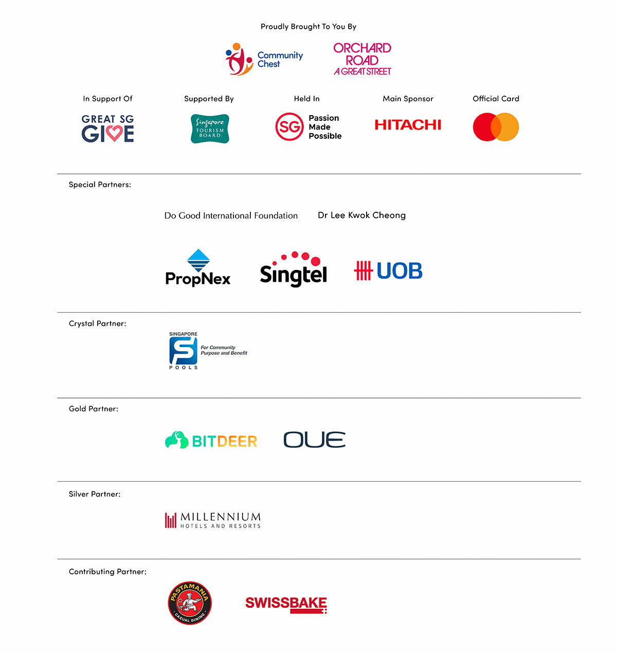 Sponsors for Christmas on A Great Street Community Chest Light-Up Ceremony 2025
